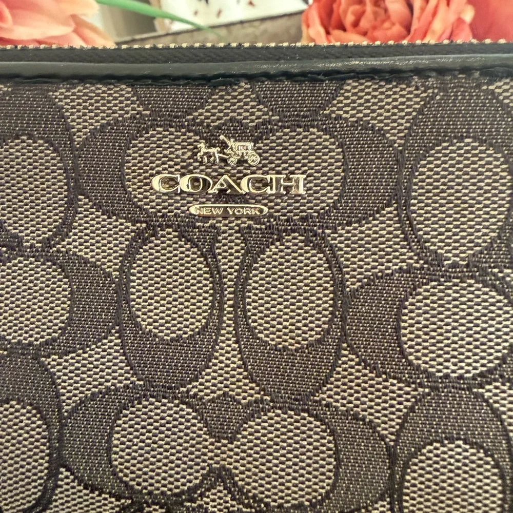 Coach Black Monogram zippy Wallet